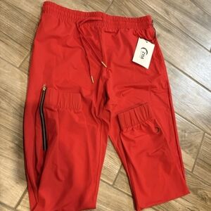 Red Track Pants with Zipper Pockets